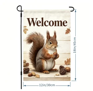 Custom Double sided Printed Thanksgiving Small Squirrel Autumn Garden Flag for Outdoor Decoration 100% Polyester Shading Layer