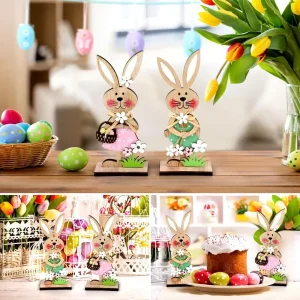 Custom Easter Bunny Table Ornament Nordic Style Indoor Home Decoration Wooden Craft