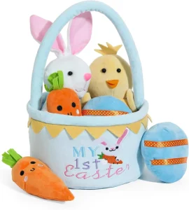 Custom Easter Plush Basket Stuffed Cartoon Easter Egg Basket for Kids Festive Gifts Easter Basket Stuffers