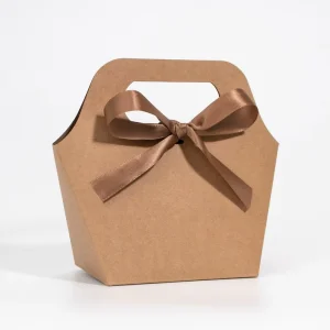 Custom Eco-Friendly Kraft Paper Gift Box Die Cut Ribbon Closure Lamination Finish for Wedding Party Favors Candle Packaging