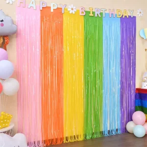 Custom Environment-Friendly PET 1 Color Rain Curtain Birthday Party Background Wall Wedding Tinsel Curtain Decoration Flag