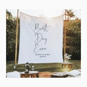 Custom Fabric Printing Durable UV Resistant Waterproof Business Wedding Last Name Welcome Banners Party Festival Back Drop Logo