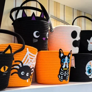 Custom Factory New Design Cotton Rope Plush Handmade Child Halloween Decoration Storage Bucket Basket