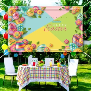 Custom Festival Flag Easter Themed Flag Decoration One-piece HAPPY EASTER Banner Bunny Egg Rabbit Banner for Party
