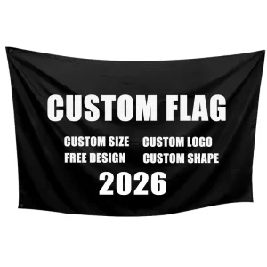 Custom Flag Polyester 3×5 with Logo Double Side Digital Print Grommets for Advertising Promotion Football Soccer Sport