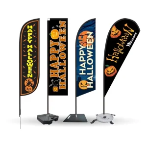Custom Flying Advertising Beach Flags Outdoor Rectangular Feather Teardrop Halloween Banners for Festivals Decoration