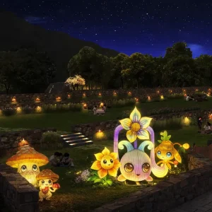 Custom Forest Pet Sunflower Mushroom Lanterns Spring Night Decor for Indoor Parks Garden Events