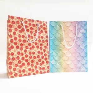 Custom Gift Paper Bags With Ribbon Handles Seasonal Designs for Holiday Christmas Party Favor Packaging Custom Paper Bags