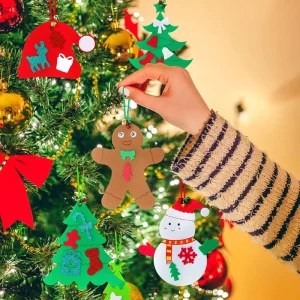 Custom Gingerbread Christmas Ornament DIY Craft Kit Felt Hanging Pendants Kids Creative Decoration Educational Toy Gift