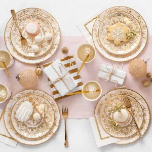 Custom Golden Snowflake Christmas Party Table Decoration Tableware Set Birthday Party Wedding Party Plate Set