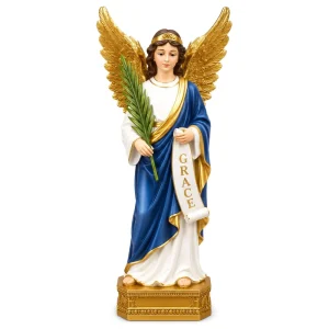 Custom Grace Statue with Gold Wings and Palm Branch Religious Resin Figurine for Catholic Church Home Decor Gift Wholesaler