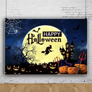Custom Halloween Background Cloth Outdoor Holiday Party Decoration Hanging Festive Promotional Flags Banners
