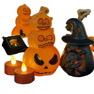 Custom Halloween Decoration Pumpkin Lantern Handmade Plastic Waterproof LED Light Luminous Props