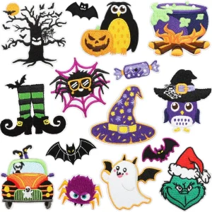 Custom Halloween Embroidered Patches Iron On Nonwoven Felt Badges for Festival Costume Decor