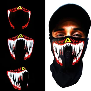Custom Halloween LED Glow Sound Activated Party Mask El Backlight Animal Shape 2 AAA Battery Outdoor Use Laser