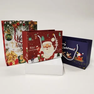 Custom Handle for Holiday Gifts Candy Carrier Christmas Paper Box Packaging Bags for Your Own logo