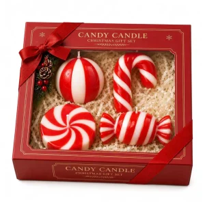 Custom Handmade Christmas Ball Candy Cane Shape Christmas Candles for Festival Decor Fragrance Xsmas Gift Box Scented Candles