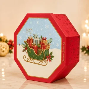 Custom Handmade Octagonal Christmas Gift Box Eco Friendly Paper Packaging Luxury Holiday Gift Box for Xmas Jewelry Candle Gifts