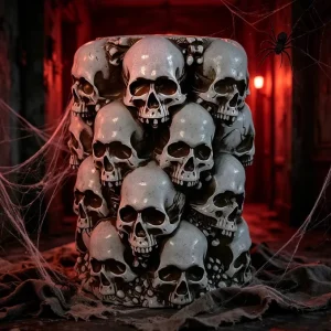 Custom Handmade Resin Skull Column Statue Waterproof 3D Stacked Skeleton Pillar Halloween Gothic Decor for Theme Park
