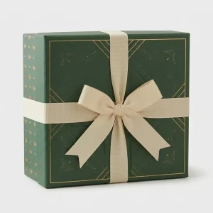 Custom High End Christmas Square Gift Box Ribbon Bow Eco Friendly Rigid Paperboard Packaging Customizable Logo for Holiday Gift
