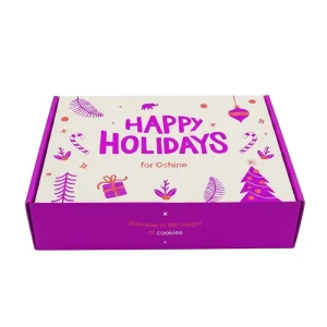 Custom Holiday Gift Mailer Shipping Box With Handle Corrugated Packaging Box Luxury Foil Stamping Paper Gift Packaging OEM ODM