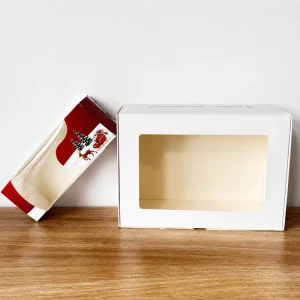 Custom Holiday Printed Window Paper Boxes for Christmas Bakery Gift Promotion Foldable Packaging Carton