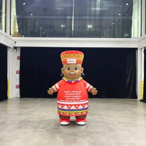 Custom Inflatable Cartoon African Tribe Character Costume with Blower 6.56ft Advertising Inflatable Girl Costume