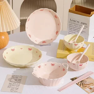 Custom Ins High Ceramic Bowls Plates Underglaze Color Rice Soup Fish Dishes Microwave Safe Modern Minimalist Design Tableware