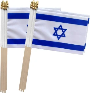 Custom Israel Stick Mini Small Wood Hand Held Double Sides Flag for Sport Parade Party Festival Decorations