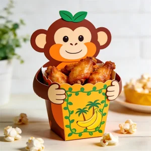 Custom Jungle Animal Theme Birthday Party Decoration Disposable Popcorn French Fries Chicken Wing Paper Container Boxes