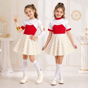 Custom Kids Fantasy Role Play Costume Set Girls Dress and Hooded Jumpsuit Outfit for Halloween Carnival