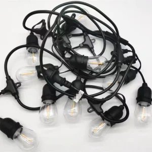 Custom Length Outdoor String Lights 10M 20M 50M Festoon Cable Black Warm White IP65 Christmas Copper Festoon E27