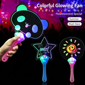 Custom Logo Acrylic LED Hand Fan 7 Mode Changing High Quality Portable Cute Theme for Promotional Trade Show Souvenirs