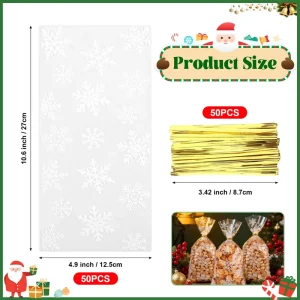Custom Logo Christmas Candy Bags Clear OPP Cellophane Cookie Treat Bags for Party Favor Packaging