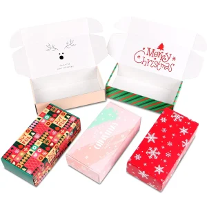 Custom Logo Decorative New Year Holiday Favor Packaging Box Xmas Paper Mailer Box Rigid Thick Christmas Cardboard Gift Box