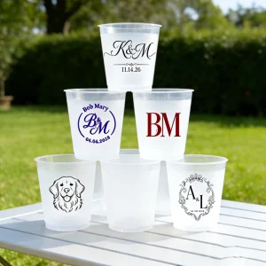 Custom Logo Disposable Clear Cups Mini Disposable Plastic Shot Glass Party Favor Accessories 9oz 10oz 14oz Capacities Monogram