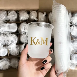Custom Logo Disposable Transparent Plastic Cup 500ml 24 28 32 oz Bubble Drinks Coffee Milk Tea PP Plastic Cup 16oz Wedding