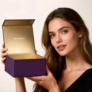 Custom Logo Hard Rigid Cardboard Magnetic Gift Box Ribbon Handle Folding Gift Box Packaging Luxury Magnetic Gift Box