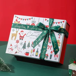 Custom Logo High-End Waterproof Portable Packaging Gift Box Ribbon Rigid Cardboard Shipping Christmas Gifts Box