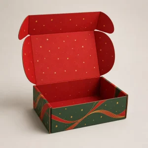 Custom Logo Luxury Christmas Gift Box Eco Friendly Red Green Star Printed Corrugated Mailer Shipping Packaging for Holiday Gifts