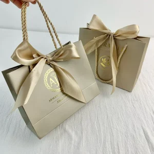 Custom Logo Luxury Clothing Retail Bag Packing Gift Bag De Papel Shopping Paper Bags With Ribbon Handles