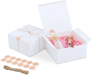 Custom Logo Luxury Holiday Gift Packaging White Paper Hard Kraft Cardboard Present Gift Box