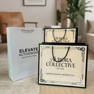 Custom Logo Luxury Paper Gift Bag Elegant Ribbon Handle Shopping Packaging Bags for Birthday Wedding Party