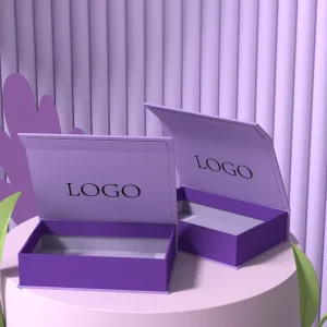 Custom Logo Luxury Reusable Box Gift Magnetic Cardboard Kraft Package Box Magnet Folding Package Purple Paper Boxes