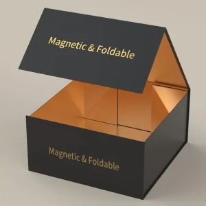 Custom Logo Magnetic Folding Gift Box Luxury Rigid Cardboard with Gold Foil Stamping for Holiday Clothing Brand Packaging