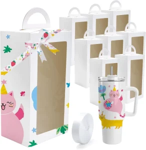 Custom Logo Multi-color Party Favour Gift Boxes With Handle Birthday Cup Candy Food Treat Boxes