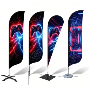 Custom Logo Print Feather Flag Promotional Advertising Teardrop Flag Banner Outdoor Custom Beach Feather Flag