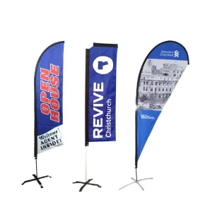 Custom Logo Printed Digital Outdoor Advertising Teardrop Banners Cloth Beach Flags Promotional Feather Flags with Aluminium Pole