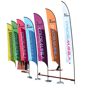 Custom Logo Printed Outdoor Advertising Teardrop Banners Cloth Beach Feather Flags With Promotional Feather Flags