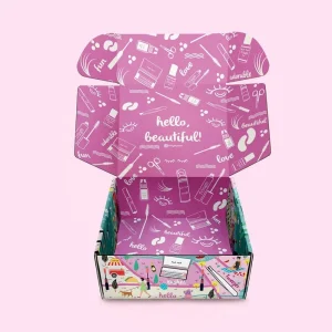 Custom Logo Printed Pink Corrugated Mailer Boxes Sponge Lining Matt Lamination Eco-Friendly Full Color Beauty Shipping Boxes